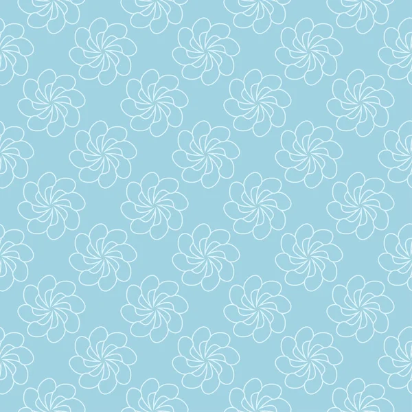 Mavi zemin üzerine beyaz çiçek desenli. Tekstil ve duvar kağıtları için sorunsuz süsleme
