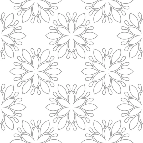 Light Gray Floral Ornament White Background Seamless Pattern Textile Wallpapers — Stock Vector