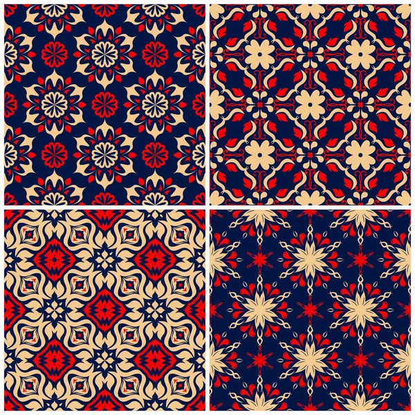 Sorunsuz arka planlar. Duvar kağıtları, Tekstil ve kumaş çiçek desenleri ile mavi klasik bej ve kırmızı belirler