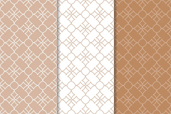 Kahverengi ve beyaz geometrik süsler. Web, Tekstil ve duvar kağıtları için dikişsiz desen seti