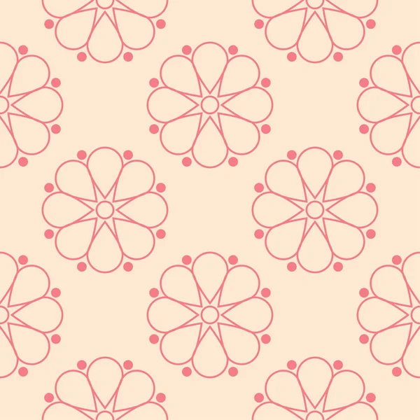 Kırmızı ve bej çiçekli süs. Tekstil ve duvar kağıtları için seamless modeli