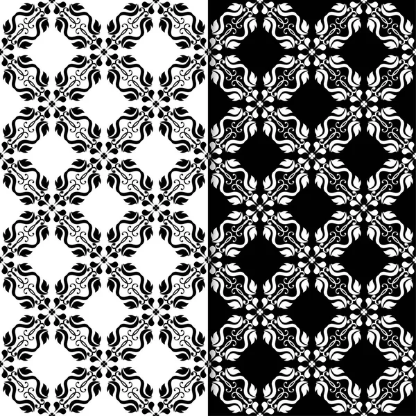 Siyah ve beyaz çiçek arka planlar. Tekstil ve duvar kağıtları için sorunsuz tasarım kümesi