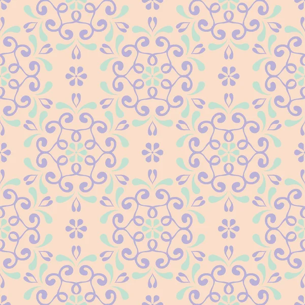 Çiçek seamless modeli. Bej renkli arka plan duvar kağıtları, Tekstil ve kumaş için mor ve mavi çiçek öğeleri ile