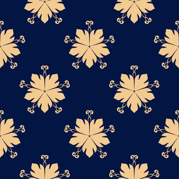 Mavi zemin üzerine altın çiçek. Tekstil ve duvar kağıtları için seamless modeli
