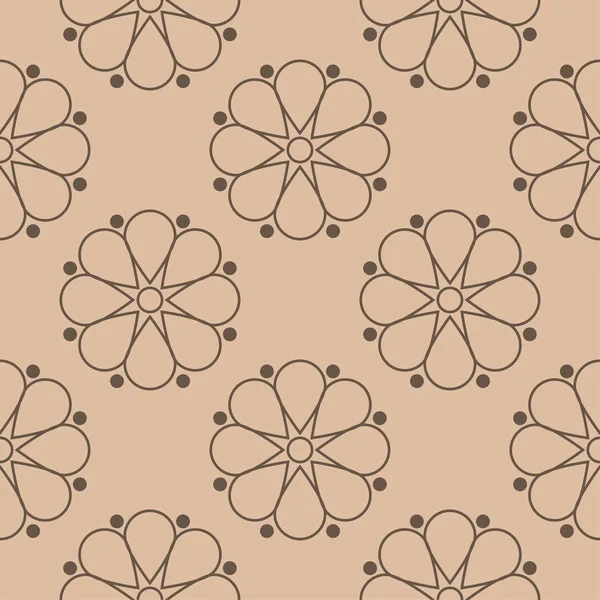 Kahverengi ve bej çiçekli süs. Tekstil ve duvar kağıtları için seamless modeli