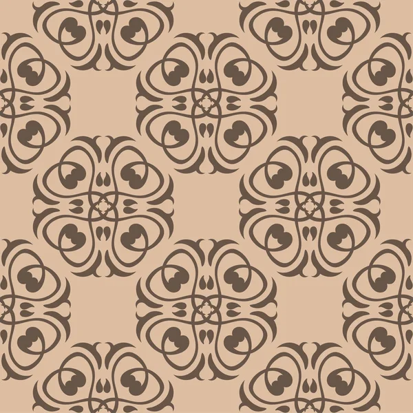 Bej renkli arka plan üzerinde kahverengi çiçek süsleme. Tekstil ve duvar kağıtları için seamless modeli