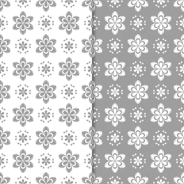 Beyaz ve gri çiçek arka planlar. Tekstil ve duvar kağıtları için dikişsiz desen seti