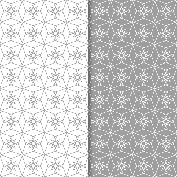 Gri ve beyaz geometrik süsler. Web, Tekstil ve duvar kağıtları için dikişsiz desen seti