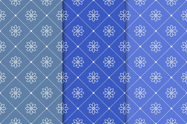 Çiçek süsler kümesi. Mavi dikey Dikişsiz desen. Duvar kağıdı arka plan