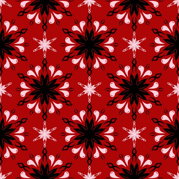 Çiçek sorunsuz arka plan. Kırmızı siyah ve beyaz çiçek deseni. Duvar kağıtları ve tekstil tasarımı için