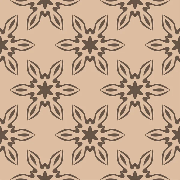 Bej renkli arka plan üzerinde kahverengi çiçek süsleme. Tekstil ve duvar kağıtları için seamless modeli