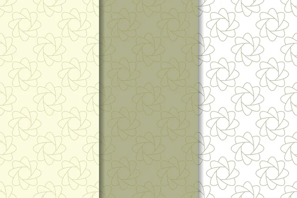 Zeytin yeşili çiçek arka planlar. Tekstil ve duvar kağıtları için dikişsiz desen seti