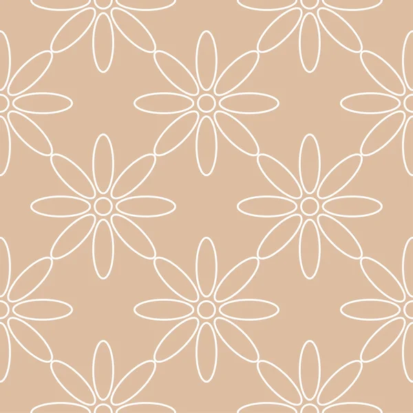 Bej renkli arka plan üzerinde beyaz çiçek süsleme. Tekstil ve duvar kağıtları için seamless modeli