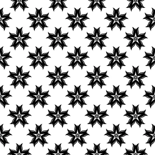 Siyah ve beyaz çiçekli süsler. Tekstil ve duvar kağıtları için seamless modeli