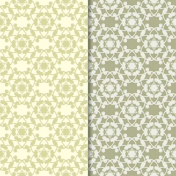 Zeytin yeşili çiçek arka planlar. Tekstil ve duvar kağıtları için dikişsiz desen seti