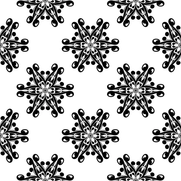 Beyaz arka planda siyah çiçek süsleme. Tekstil ve duvar kağıtları için seamless modeli