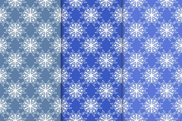 Mavi çiçekli süsler. Dikey Dikişsiz desen seti. Duvar kağıdı arka plan