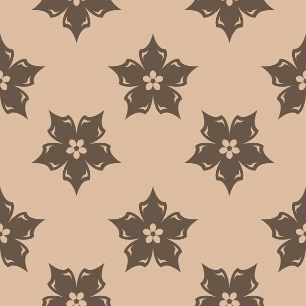 Braunes Blumenmuster Auf Beigem Hintergrund Nahtloses Muster Für Textilien Und — Stockvektor