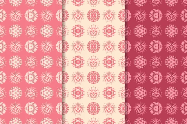 Kırmızı çiçekli süsler kümesi. Kiraz pembe dikey Dikişsiz desen. Duvar kağıdı arka plan