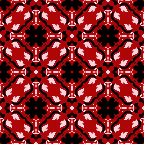 Çiçek seamless modeli. Duvar kağıtları ve Tekstil için kırmızı zemin üzerine siyah ve beyaz tasarım