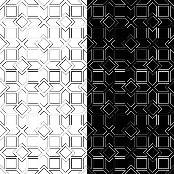 Impressões Geométricas Preto Branco Conjunto Padrões Sem Costura Para Web — Vetor de Stock