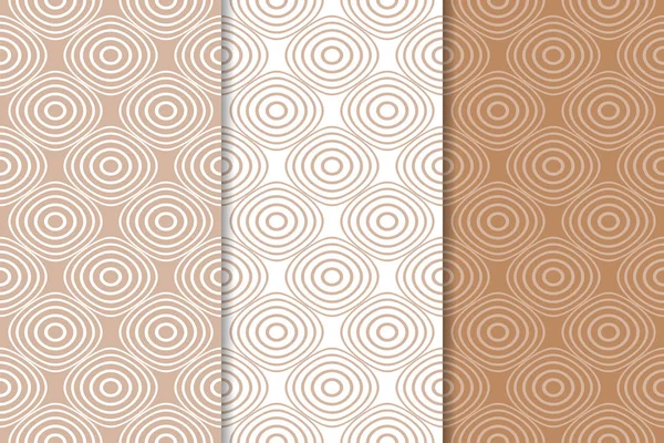 Kahverengi ve beyaz geometrik süsler. Web, Tekstil ve duvar kağıtları için dikişsiz desen seti