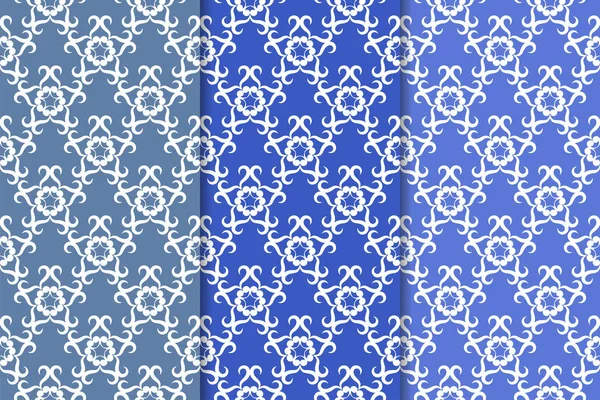 Çiçek desenleri kümesi. Mavi dikey Dikişsiz desen. Duvar kağıdı arka plan