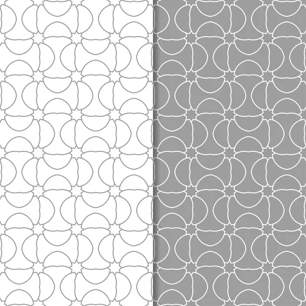 Gri ve beyaz geometrik süsler. Web, Tekstil ve duvar kağıtları için dikişsiz desen seti