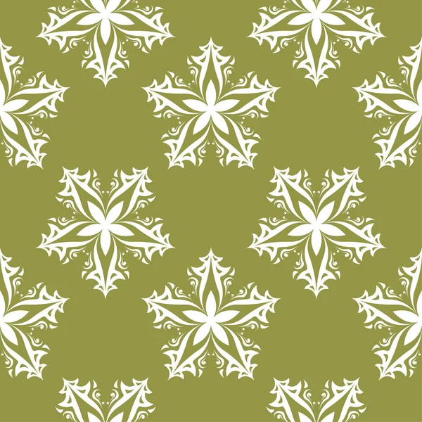 Beyaz çiçek zeytin yeşil zemin üzerine. Tekstil ve duvar kağıtları için seamless modeli