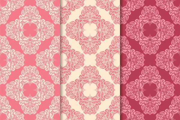 Kiraz kırmızı çiçekli süsler. Dikey Dikişsiz desen seti. Duvar kağıdı arka plan