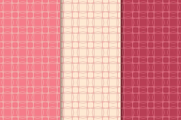 Kiraz kırmızısı geometrik süsler. Web, Tekstil ve duvar kağıtları için dikey Dikişsiz desen seti