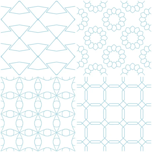 Geometrik desenler. Beyaz mavi öğeleri kümesi. Sorunsuz arka planlar. Vektör çizim