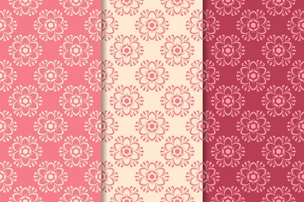 Kiraz kırmızı çiçek desenleri kümesi. Dikey Dikişsiz desen. Duvar kağıdı arka plan