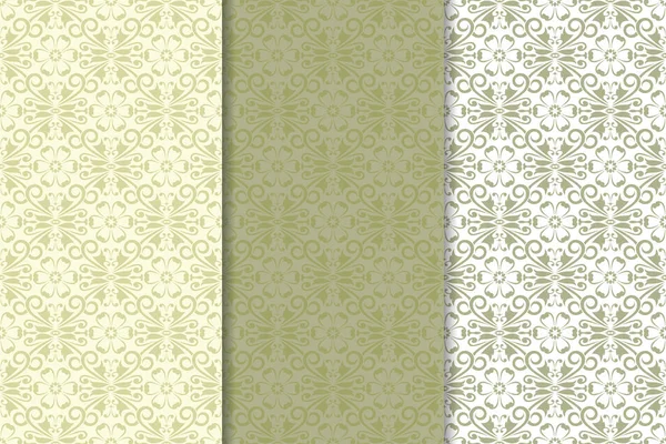 Zeytin yeşili çiçek sorunsuz süsler. Tekstil ve duvar kağıtları için dikey desenleri