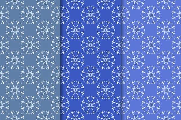Mavi çiçekli süsler. Dikey Dikişsiz desen seti. Duvar kağıdı arka plan