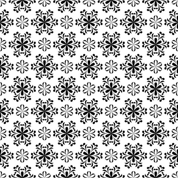 Beyaz arka planda siyah çiçek süsleme. Tekstil ve duvar kağıtları için seamless modeli