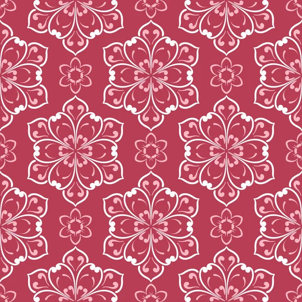 Цветочный Красный Бесшовный Фон Бежевым Рисунком Фон Обоев Текстиля Тканей — стоковый вектор