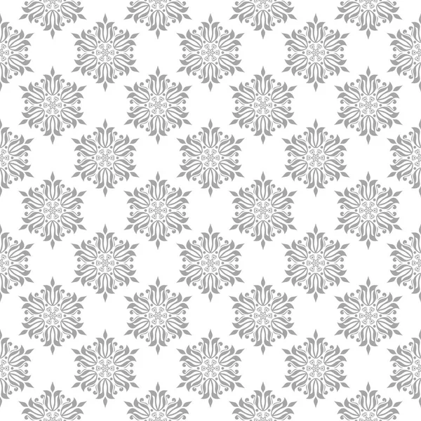 Beyaz arka plan üzerine açık gri çiçek süsleme. Tekstil ve duvar kağıtları için seamless modeli