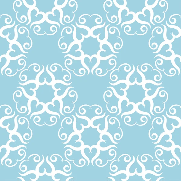 Mavi zemin üzerine beyaz çiçek tasarım. Tekstil ve duvar kağıtları için seamless modeli