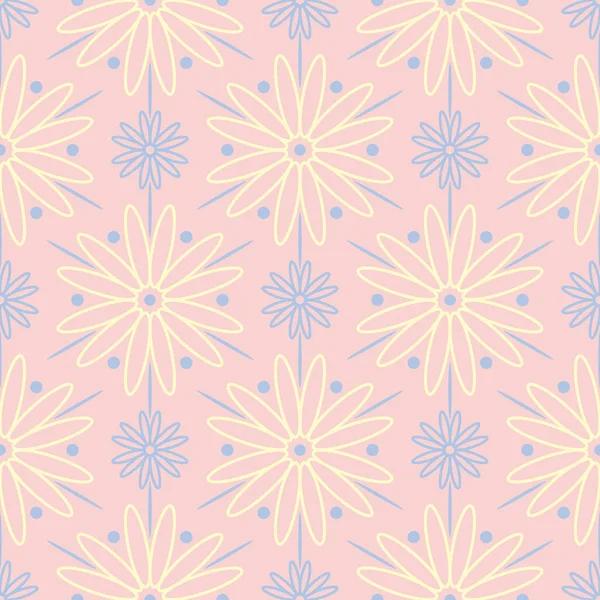 Çiçek soluk pembe seamless modeli mavi ve bej tasarımları ile. Arka plan duvar kağıtları, Tekstil ve kumaş için