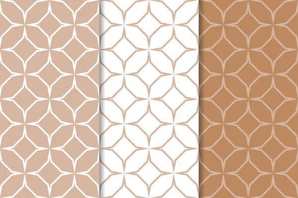 Kahverengi ve beyaz geometrik süsler. Web, Tekstil ve duvar kağıtları için dikişsiz desen seti