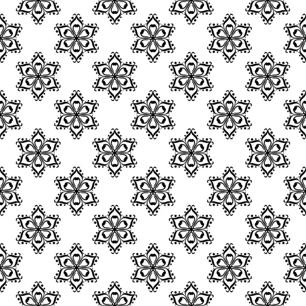 Kesintisiz beyaz zemin üzerine siyah çiçek süsleme. Tekstil ve duvar kağıtları için seamless modeli