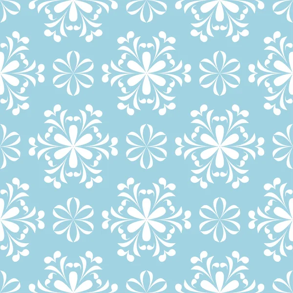 Mavi zemin üzerine beyaz çiçek süsleme. Tekstil ve duvar kağıtları için seamless modeli