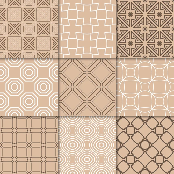 Kahverengi Bej geometrik süsler. Web, Tekstil ve duvar kağıtları için dikişsiz desen koleksiyonu
