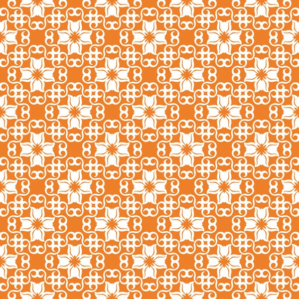 Turuncu zemin üzerine beyaz çiçek süsleme. Tekstil ve duvar kağıtları için seamless modeli