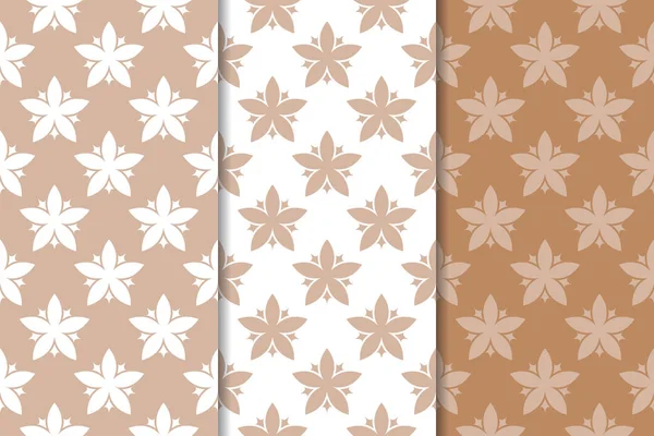 Kahverengi çiçek arka planlar. Tekstil ve duvar kağıtları için dikişsiz desen seti