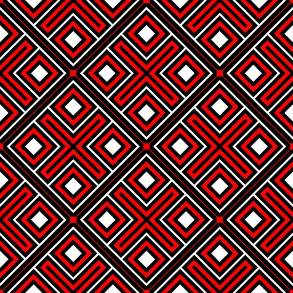 Geometrik seamless modeli. Duvar kağıtları, Tekstil ve kumaş için siyah arka plan üzerinde öğeleri kırmızı ve beyaz