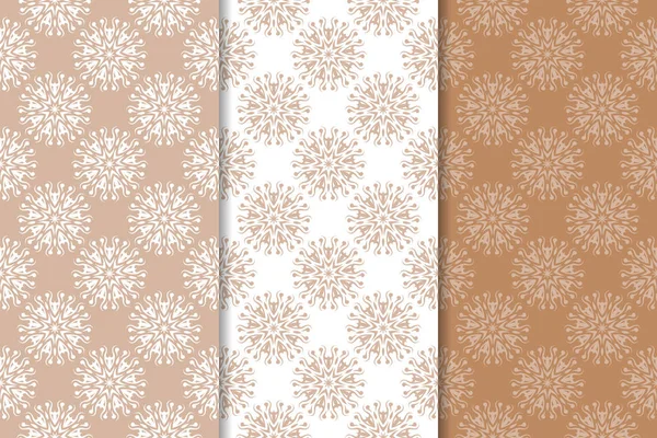 Kahverengi çiçek arka planlar. Tekstil ve duvar kağıtları için dikişsiz desen seti