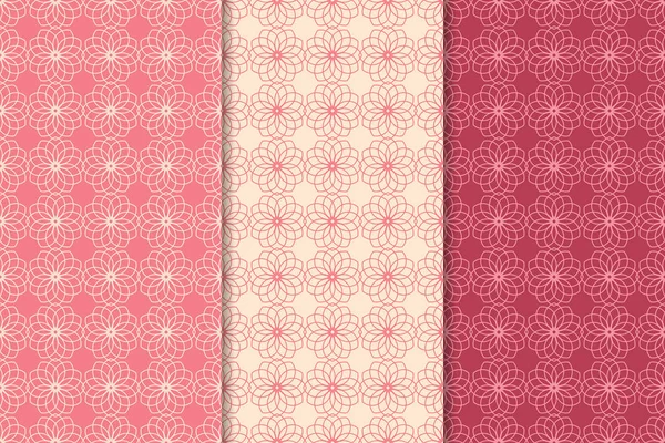 Kiraz kırmızı geometrik yazdırır. Web, Tekstil ve duvar kağıtları için dikey Dikişsiz desen seti