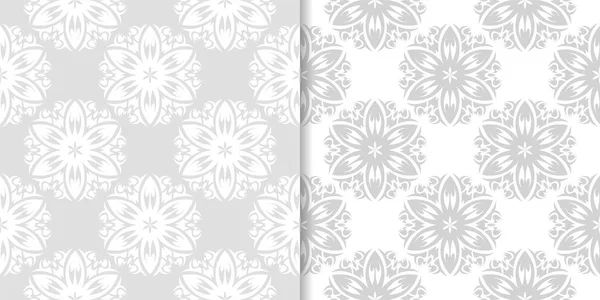 Işık gri çiçek arka planlar. Tekstil ve duvar kağıtları için dikişsiz desen seti
